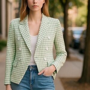Rachel Zoe Mint Tweed Blazer